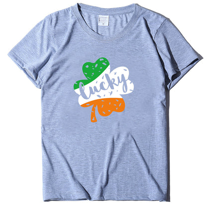 Valentine 'S Day T Shirt Large Size T-shirt Men 'S And Women 'S Short Sleeve Lucky Printed Summer