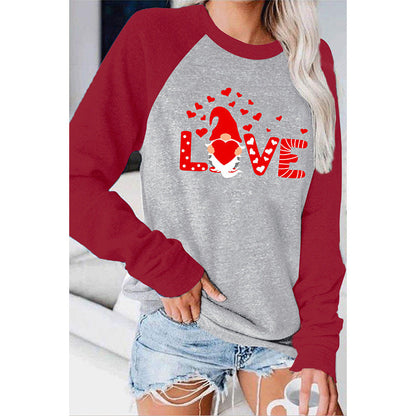 Valentine 'S Day T Shirts Couples Summer Women 'S Round Neck Long Sleeve T-shirt Women 'S Printed Top