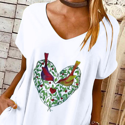 Valentine's Day Dress Loose V-neck Dress for Women