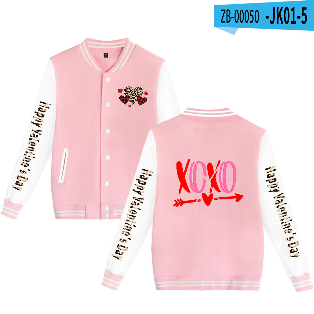 Valentine's Day Jacket Winter Thermal Fleece Sports and Leisure Baseball Uniform