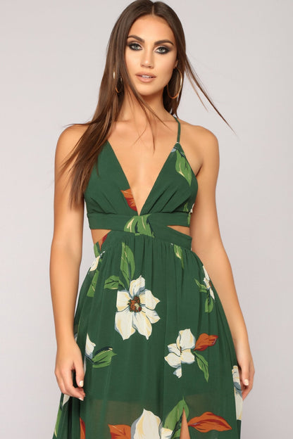 Valentine's Day Dress Spring and Summer Print Chiffon Backless Sleeveless Sling