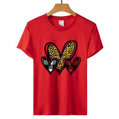 Valentine 'S Day T Shirts Couples Leopard Print Heart Printing Loose Pullover Women