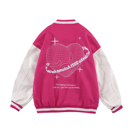 Valentine's Day Jacket Love Embroidered Baseball Uniform Coat for Men and Women