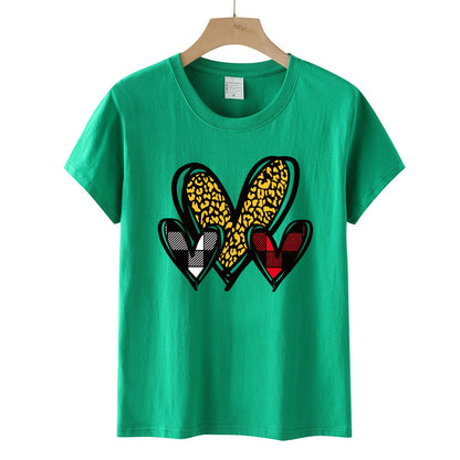 Valentine 'S Day T Shirts Couples Leopard Print Heart Printing Loose Pullover Women