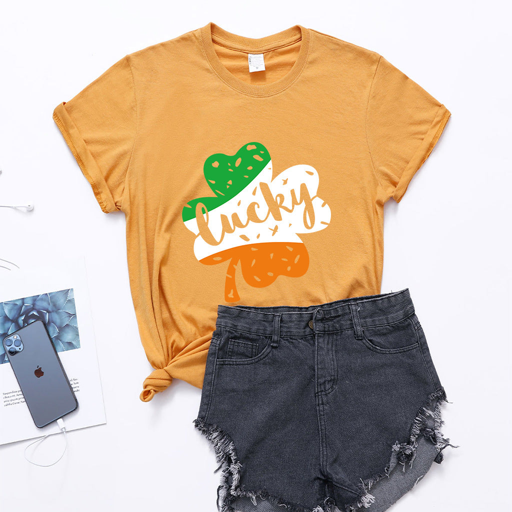 Valentine 'S Day T Shirt Large Size T-shirt Men 'S And Women 'S Short Sleeve Lucky Printed Summer