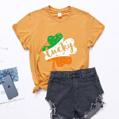 Valentine 'S Day T Shirt Large Size T-shirt Men 'S And Women 'S Short Sleeve Lucky Printed Summer
