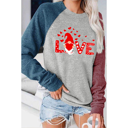 Valentine 'S Day T Shirts Couples Summer Women 'S Round Neck Long Sleeve T-shirt Women 'S Printed Top