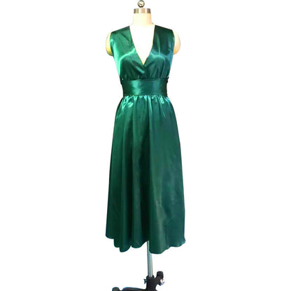 Valentine 'S Day Dress Spring/Summer Solid Color And V-neck Sexy Backless Evening Dress For Women