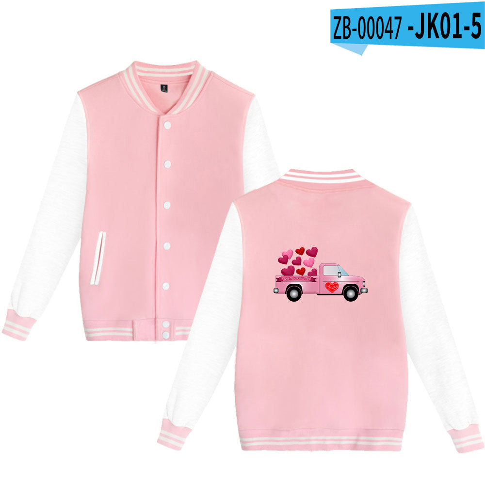 Valentine's Day Jacket Winter Thermal Fleece Sports and Leisure Baseball Uniform