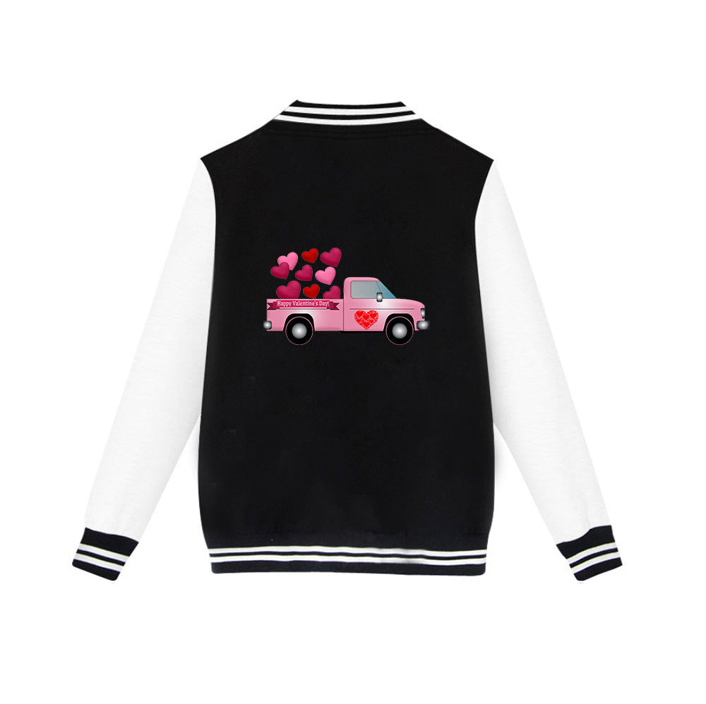 Valentine's Day Jacket Winter Thermal Fleece Sports and Leisure Baseball Uniform