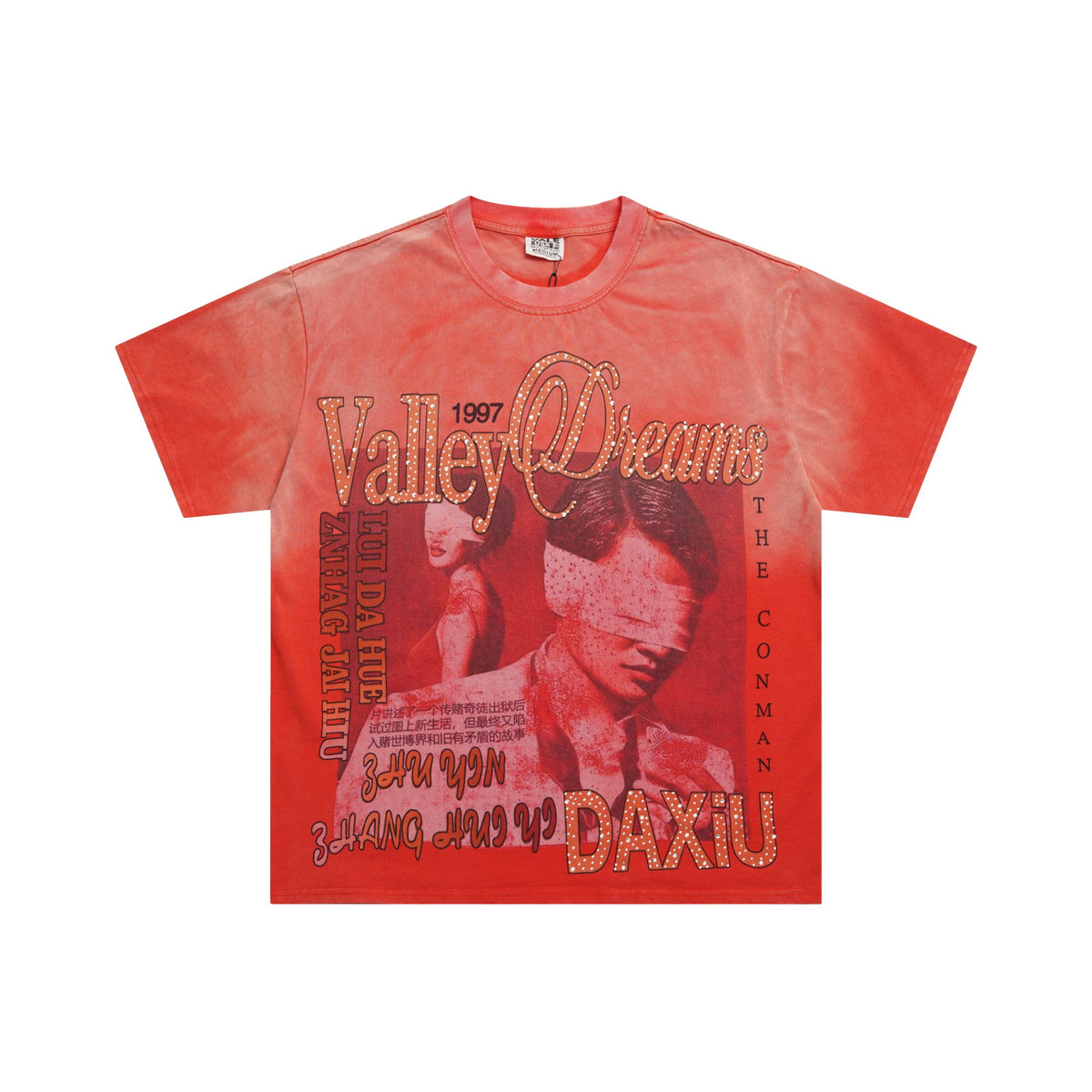 Valeforever Vale T Shirts Hotfix rhinestones Splicing Wash Water Ma Liu Fried Salt Short Sleeve