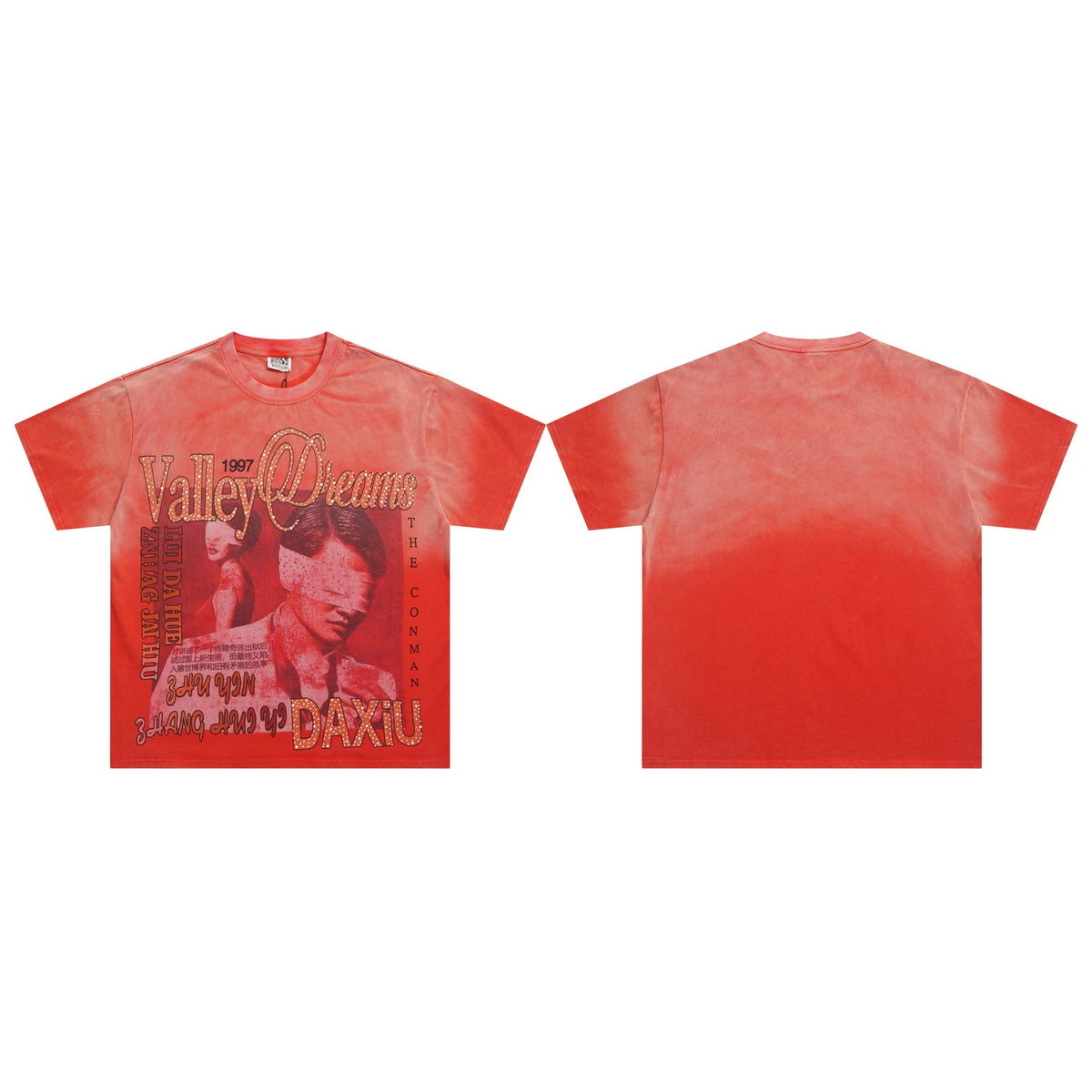 Valeforever Vale T Shirts Hotfix rhinestones Splicing Wash Water Ma Liu Fried Salt Short Sleeve