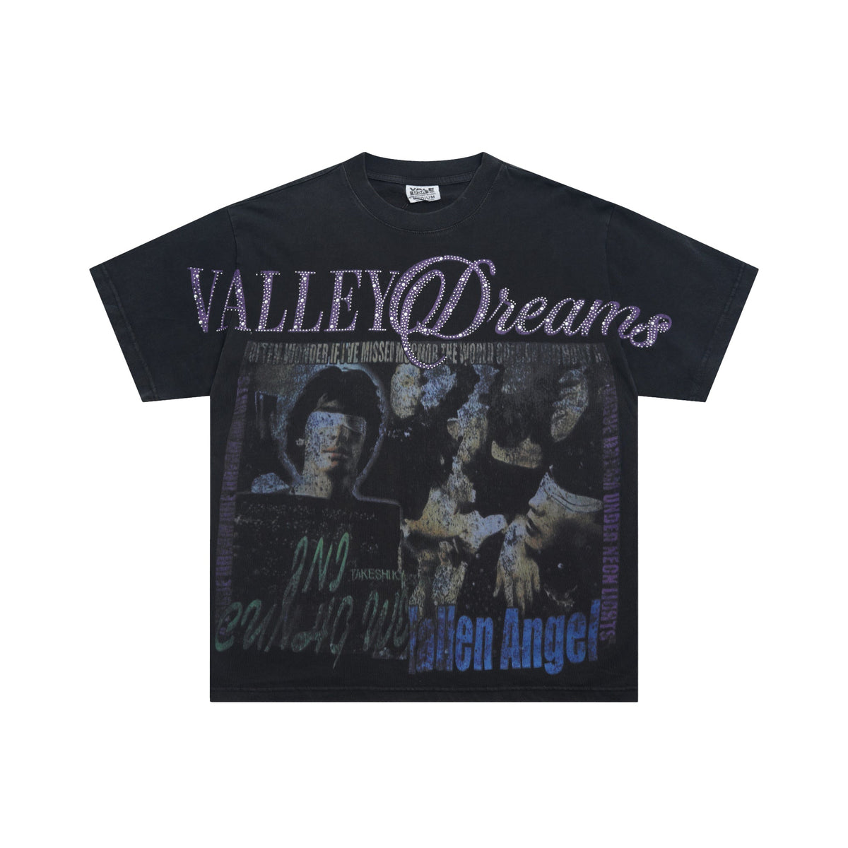 Valeforever Vale T Shirts Hotfix rhinestones Splicing Water Sleeve