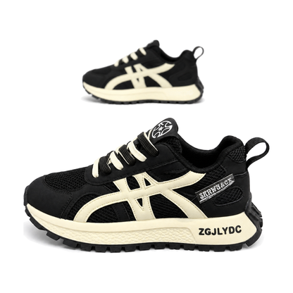 Men's Black and Beige Retro Running Sneakers