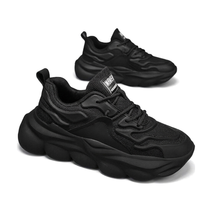 Men's Black, Gray and Navy Mesh Platform Casual Sneakers