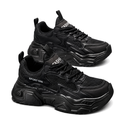 Men's Black, Navy and Silver Mesh Platform Casual Sneakers